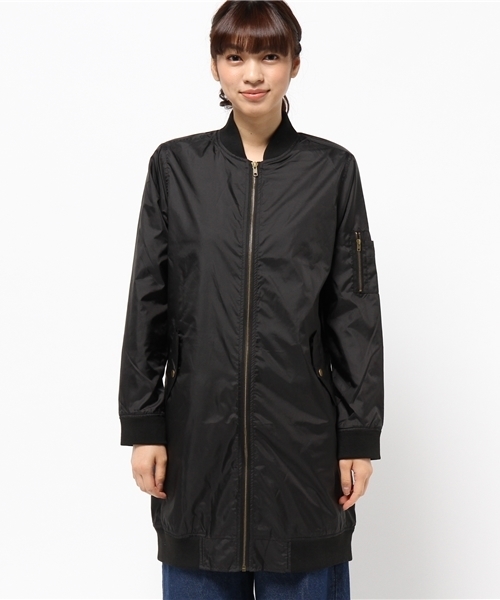 Pierrot(ピエロ)の「MA-1 ロング丈ブルゾン(MA-1・レディース・ブラック/カーキ・M/L)」の3枚目の写真