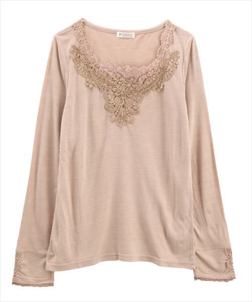 axes femme（アクシーズファム）の「モチーフレースインナープルオーバー（Tシャツ/カットソー・レディース・ピンク/ブラック/キナリ/ネイビー・MEDIUM）」の4枚目の写真