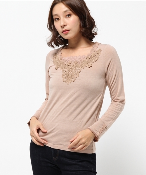 axes femme（アクシーズファム）の「モチーフレースインナープルオーバー（Tシャツ/カットソー・レディース・ピンク/ブラック/キナリ/ネイビー・MEDIUM）」の15枚目の写真