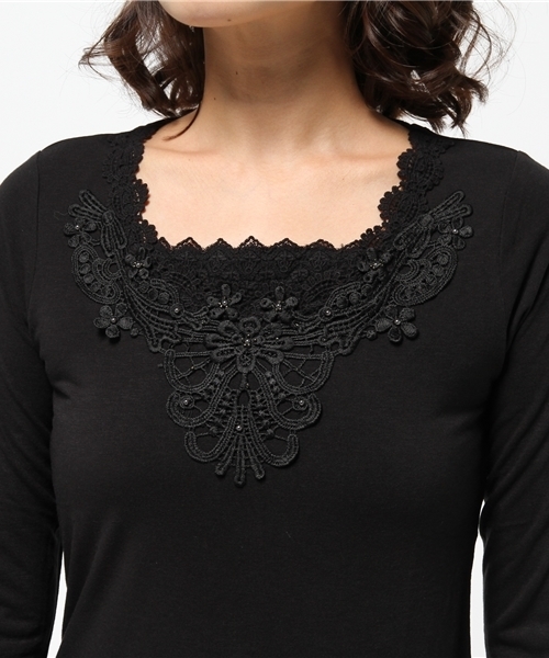 axes femme（アクシーズファム）の「モチーフレースインナープルオーバー（Tシャツ/カットソー・レディース・ピンク/ブラック/キナリ/ネイビー・MEDIUM）」の8枚目の写真