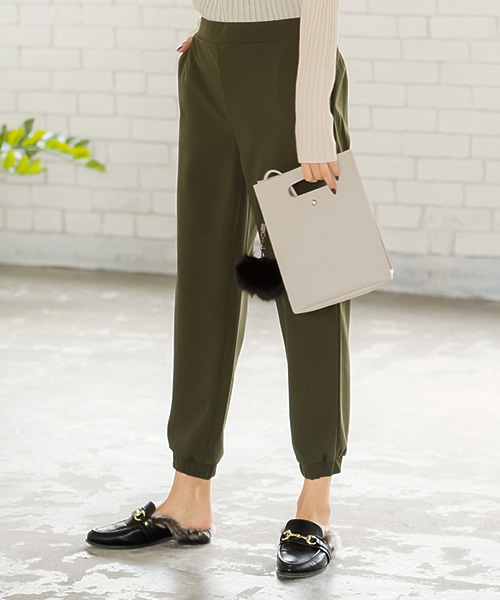 Re:EDIT（リエディ）の「[リエディ]ストレッチオリジナルポンチジョガーパンツ/ボトムス/パンツ/クロップドパンツ（その他パンツ・レディース・モカ/ブルー系その他/ブラック/ワイン/グリーン/ブラック系その他/カーキ/キャメル・LARGE/SMALL/X-LARGE/MEDIUM）」の5枚目の写真