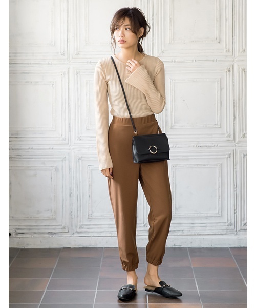 Re:EDIT（リエディ）の「[リエディ]ストレッチオリジナルポンチジョガーパンツ/ボトムス/パンツ/クロップドパンツ（その他パンツ・レディース・モカ/ブルー系その他/ブラック/ワイン/グリーン/ブラック系その他/カーキ/キャメル・LARGE/SMALL/X-LARGE/MEDIUM）」の18枚目の写真