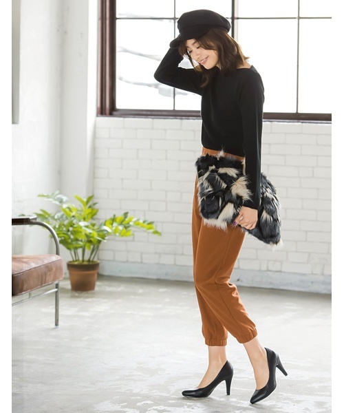 Re:EDIT（リエディ）の「[リエディ]ストレッチオリジナルポンチジョガーパンツ/ボトムス/パンツ/クロップドパンツ（その他パンツ・レディース・モカ/ブルー系その他/ブラック/ワイン/グリーン/ブラック系その他/カーキ/キャメル・LARGE/SMALL/X-LARGE/MEDIUM）」の19枚目の写真