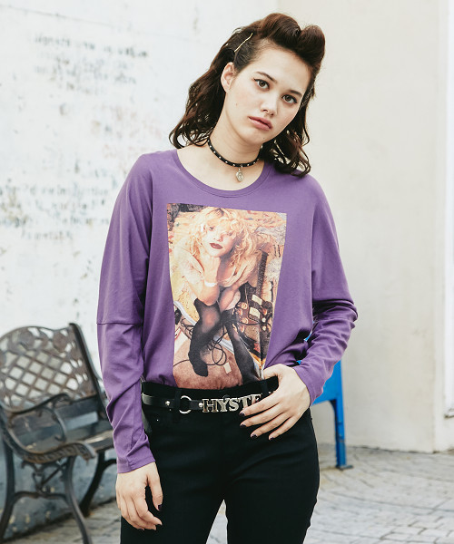 HYSTERIC GLAMOUR(ヒステリックグラマー)の「Courtney Love/COURTNEY1992 pt プルオーバー(Tシャツ/カットソー・レディース・ホワイト/パープル/ブラック・FREE)」の1枚目の写真