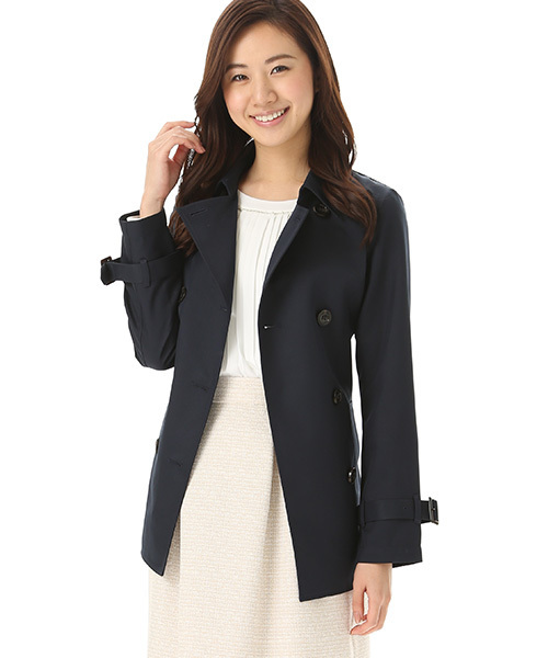 Honeys（ハニーズ）の「ハーフ丈トレンチコート（トレンチコート・レディース・ライトベージュ/グレー/ブラック/サックスブルー/ネイビー/ベージュ/ピンク・M/LL/L）」の6枚目の写真