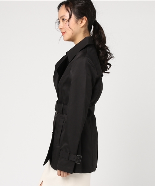 Honeys（ハニーズ）の「ハーフ丈トレンチコート（トレンチコート・レディース・ライトベージュ/グレー/ブラック/サックスブルー/ネイビー/ベージュ/ピンク・M/LL/L）」の9枚目の写真