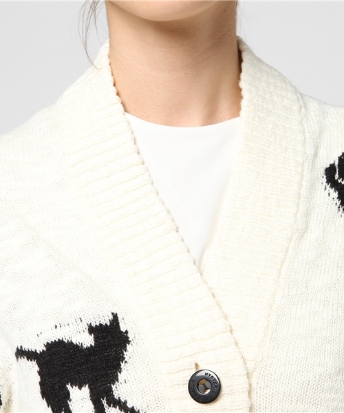ヒステリックグラマー 黒猫柄カーディガン BLACK CAT HYSTERIC GLAMOUR（ヒステリックグラマー）の「BLACK CAT総柄 編込