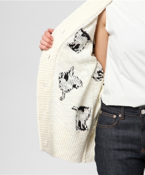 ヒステリックグラマー 黒猫柄カーディガン BLACK CAT HYSTERIC GLAMOUR（ヒステリックグラマー）の「BLACK CAT総柄 編込