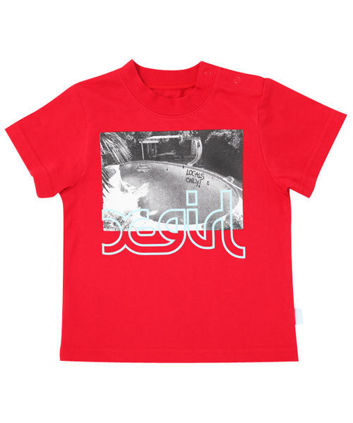 X-girl Stages（エックスガールステージス）の「S/S TEE “BACKYARD” (4T～6T)（Tシャツ/カットソー・キッズ・ホワイト/アッシュグレー/レッド・4T/5T/6T）」の4枚目の写真