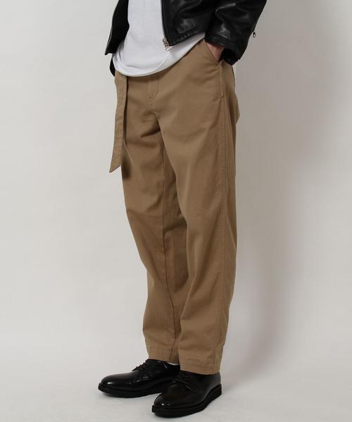 coen(コーエン)の「ツイルワイドテーパードベルテッドパンツ(チノパンツ・メンズ・ベージュ/オリーブ・X-LARGE/MEDIUM/SMALL/LARGE)」の4枚目の写真