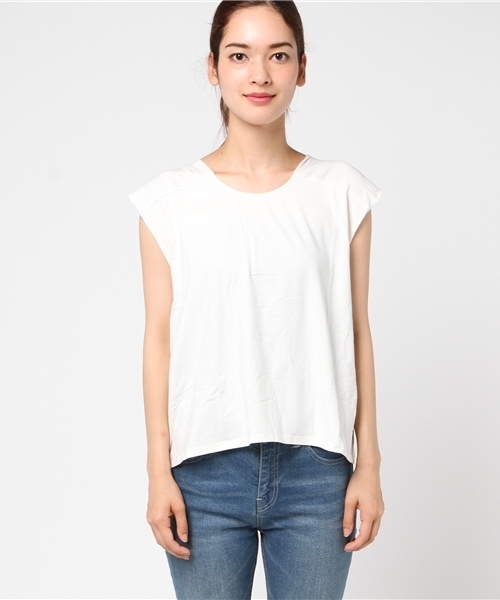 SLY（スライ）の「BACK TIE CUT TOPS（Tシャツ/カットソー・レディース・トップグレー/ホワイト/ブラック・FREE）」の4枚目の写真