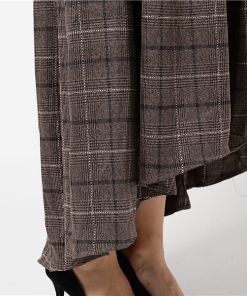 MERLOT（メルロー）の「チェック柄テールカットスカート0066（スカート・レディース・チャコールグレー/ブラウン・FREE）」の9枚目の写真