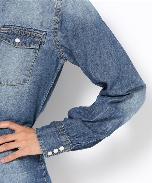 WEGO（ウィゴー）の「ウエスタンデニムLSシャツ（シャツ/ブラウス・レディース・インディゴブルー/ダークインディゴブルー・FREE）」の6枚目の写真