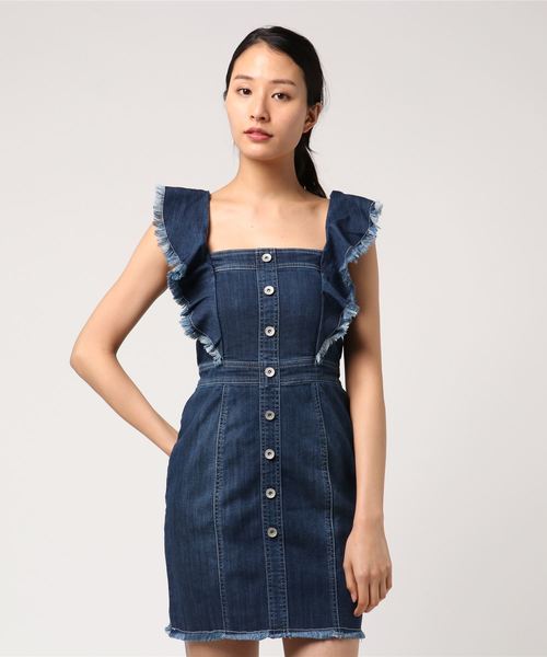 フリルショルダーdenim セール ワンピース ワンピース Op ワンピース Rienda リエンダ のファッション