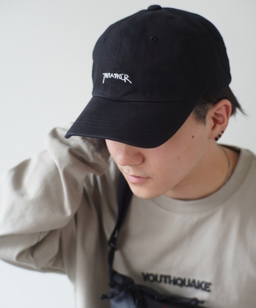 THRASHER（スラッシャー）の「【THRASHER×Mark Gonzales】GONZ 6パネル ローCAP（キャップ・メンズ・ホワイト/ネイビー/ライトブルー/インディゴブルー/ブラック/ベージュ/カーキ・FREE）」の2枚目の写真