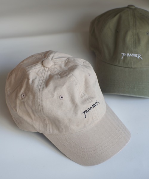 THRASHER（スラッシャー）の「【THRASHER×Mark Gonzales】GONZ 6パネル ローCAP（キャップ・メンズ・ホワイト/ネイビー/ライトブルー/インディゴブルー/ブラック/ベージュ/カーキ・FREE）」の3枚目の写真