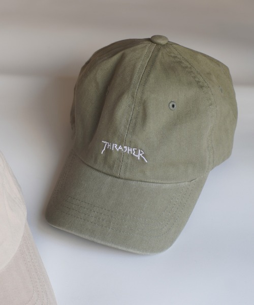 THRASHER（スラッシャー）の「【THRASHER×Mark Gonzales】GONZ 6パネル ローCAP（キャップ・メンズ・ホワイト/ネイビー/ライトブルー/インディゴブルー/ブラック/ベージュ/カーキ・FREE）」の4枚目の写真