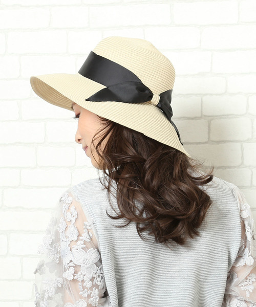 ROPE' PICNIC(ロペピクニック)の「ウォッシャブルビッグリボンブレードハット(ハット・レディース・ブラック/ベージュ/ホワイト系その他6・FREE)」の2枚目の写真