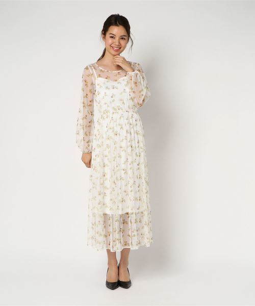 セール ワンピース シアーフラワーマキシワンピース ワンピース Rienda リエンダ のファッション