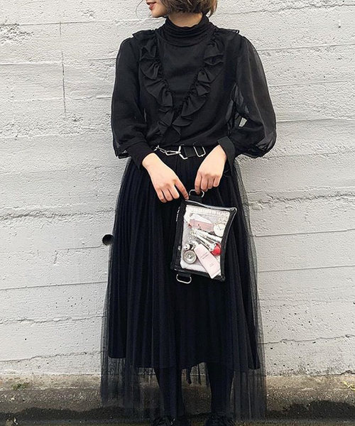 shopnikoniko(ショップニコニコ)の「サコッシュクリアバッグビニールバッグ(ショルダーバッグ・レディース・ブラック・フリー)」の19枚目の写真