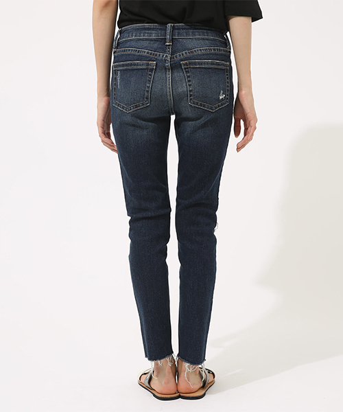 AZUL by moussy（アズールバイマウジー）の「【20190912販売禁止】リペアデニムスキニー（デニムパンツ・レディース・ダークブルー/ブルー・SMALL/X-SMALL/MEDIUM/LARGE）」の8枚目の写真