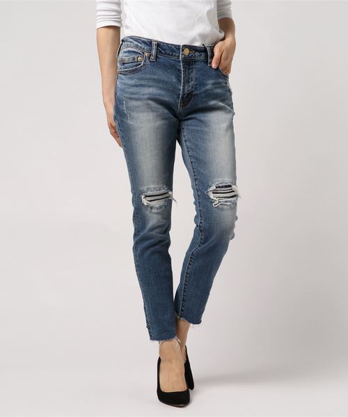 AZUL by moussy（アズールバイマウジー）の「【20190912販売禁止】リペアデニムスキニー（デニムパンツ・レディース・ダークブルー/ブルー・SMALL/X-SMALL/MEDIUM/LARGE）」の19枚目の写真