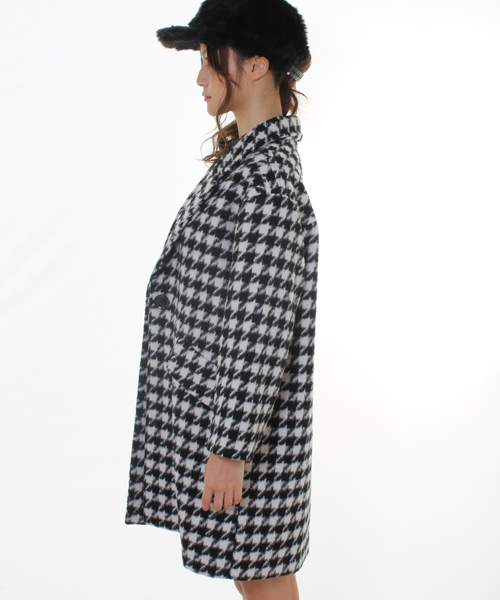 WEGO（ウィゴー）の「WEGO/千鳥柄チェスターコート（ステンカラーコート・レディース・その他1・FREE）」の3枚目の写真