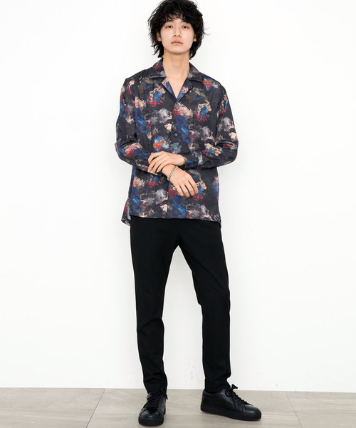 STUDIOUS（ステュディオス）の「【STUDIOUS】ダークドローイングオープンカラーシャツ（シャツ/ブラウス・メンズ・ブラック/ブルー・1/2/3）」の10枚目の写真