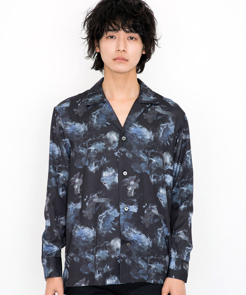 STUDIOUS（ステュディオス）の「【STUDIOUS】ダークドローイングオープンカラーシャツ（シャツ/ブラウス・メンズ・ブラック/ブルー・1/2/3）」の8枚目の写真