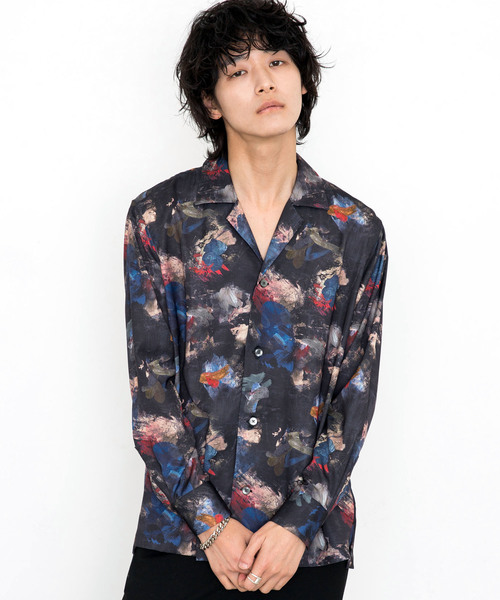 STUDIOUS（ステュディオス）の「【STUDIOUS】ダークドローイングオープンカラーシャツ（シャツ/ブラウス・メンズ・ブラック/ブルー・1/2/3）」の5枚目の写真