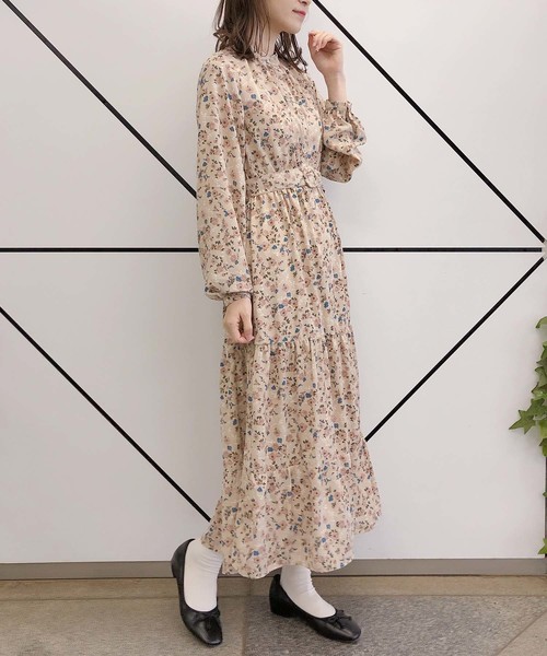 one after another NICE CLAUP（ワンアフターアナザーナイスクラップ）の「【ZOZO限定】スタンドカラーティアードロングワンピース（ワンピース・レディース・ブラック系その他/ブラウン系その他/ベージュ系その他/その他/モカ・FREE）」の14枚目の写真