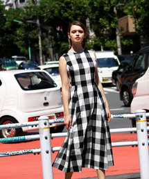 AVIE | ギンガムチェックAラインマキシ丈ワンピース(ワンピース)