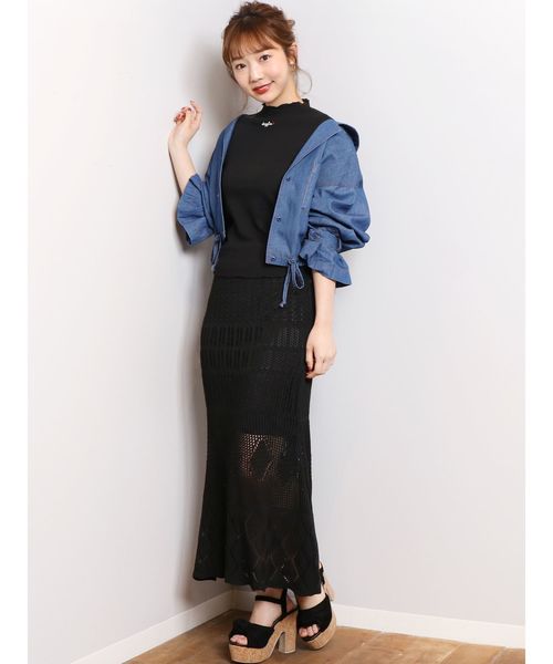 dazzlin（ダズリン）の「カギバリクロシェレースマキシスカート【かぎ針編み】（スカート・レディース・ブラック/ベージュ/グレー/オフホワイト・FREE）」の8枚目の写真