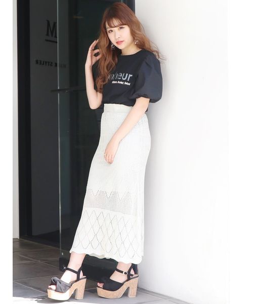 dazzlin（ダズリン）の「カギバリクロシェレースマキシスカート【かぎ針編み】（スカート・レディース・ブラック/ベージュ/グレー/オフホワイト・FREE）」の10枚目の写真