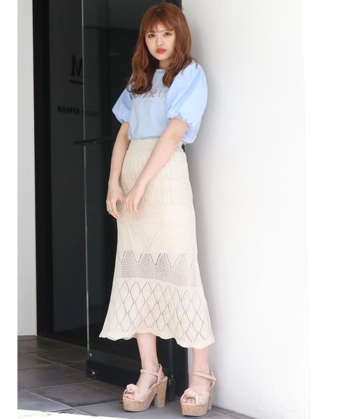 dazzlin（ダズリン）の「カギバリクロシェレースマキシスカート【かぎ針編み】（スカート・レディース・ブラック/ベージュ/グレー/オフホワイト・FREE）」の14枚目の写真