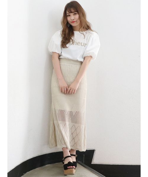 dazzlin（ダズリン）の「カギバリクロシェレースマキシスカート【かぎ針編み】（スカート・レディース・ブラック/ベージュ/グレー/オフホワイト・FREE）」の17枚目の写真