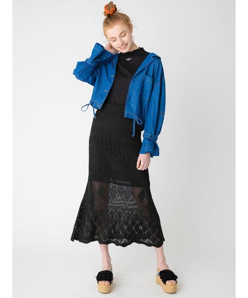 dazzlin（ダズリン）の「カギバリクロシェレースマキシスカート【かぎ針編み】（スカート・レディース・ブラック/ベージュ/グレー/オフホワイト・FREE）」の21枚目の写真