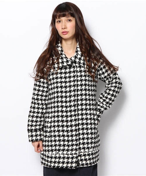 DISCOAT（ディスコート）の「【Discoat】千鳥柄ブルゾン風コート（その他アウター・レディース・ホワイト系その他/チャコールグレー/ベージュ系その他・LARGE/MEDIUM）」の4枚目の写真