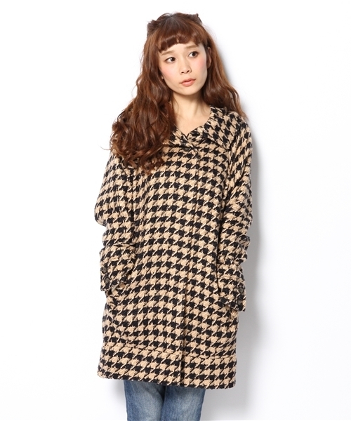 DISCOAT（ディスコート）の「【Discoat】千鳥柄ブルゾン風コート（その他アウター・レディース・ホワイト系その他/チャコールグレー/ベージュ系その他・LARGE/MEDIUM）」の3枚目の写真