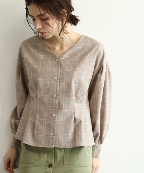 セール トップス 洗える ウエストタックブラウス シャツ ブラウス Ozoc オゾック のファッション