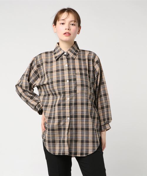 SpRay（スプレイ）の「チェックＢＩＧシャツ（シャツ/ブラウス・レディース・ブラック/ベージュ/オレンジ/ホワイト×ブラック/ホワイト系その他/ホワイト系その他2・FREE）」の12枚目の写真