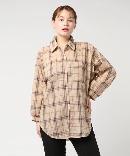 SpRay（スプレイ）の「チェックＢＩＧシャツ（シャツ/ブラウス・レディース・ブラック/ベージュ/オレンジ/ホワイト×ブラック/ホワイト系その他/ホワイト系その他2・FREE）」の13枚目の写真