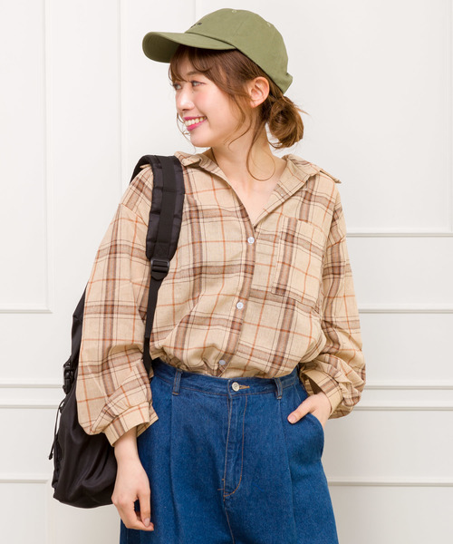 SpRay（スプレイ）の「チェックＢＩＧシャツ（シャツ/ブラウス・レディース・ブラック/ベージュ/オレンジ/ホワイト×ブラック/ホワイト系その他/ホワイト系その他2・FREE）」の15枚目の写真