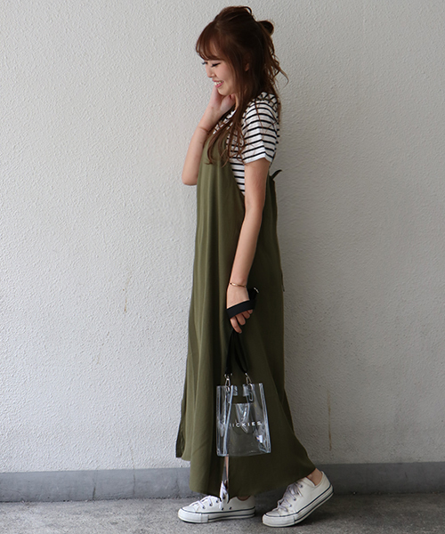 VENCEEXCHANGE(ヴァンスエクスチェンジ)の「Tシャツ*キャミワンピースセット(ワンピース・レディース・ブラック/ライトカーキ/ブラウン・M)」の3枚目の写真