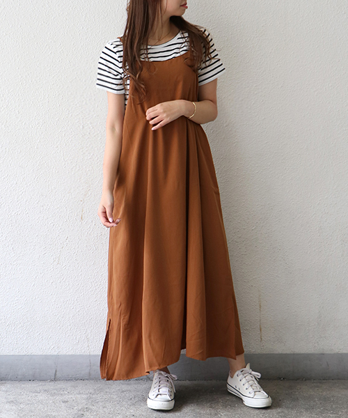 VENCEEXCHANGE(ヴァンスエクスチェンジ)の「Tシャツ*キャミワンピースセット(ワンピース・レディース・ブラック/ライトカーキ/ブラウン・M)」の2枚目の写真