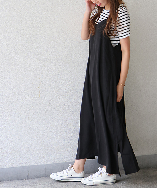 VENCEEXCHANGE(ヴァンスエクスチェンジ)の「Tシャツ*キャミワンピースセット(ワンピース・レディース・ブラック/ライトカーキ/ブラウン・M)」の1枚目の写真