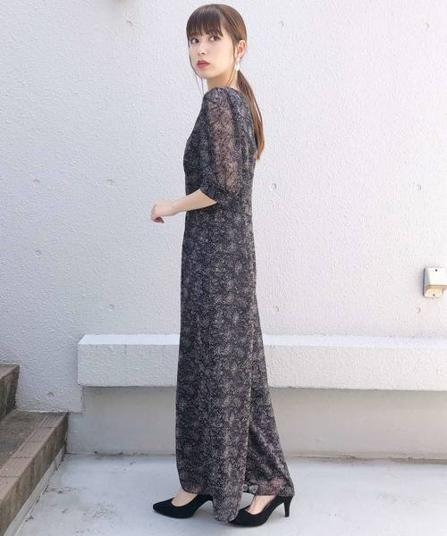 kaene（カエン）の「シフォンジャガードオールインワン（ドレス）」 - WEAR