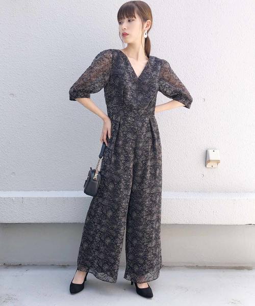 Kaene ドットシフォンオールインワン kaene カーブネックオールインワン 100900 ブラックフォーマル 喪服 冠