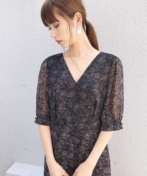 kaene（カエン）の「シフォンジャガードオールインワン（ドレス）」 - WEAR