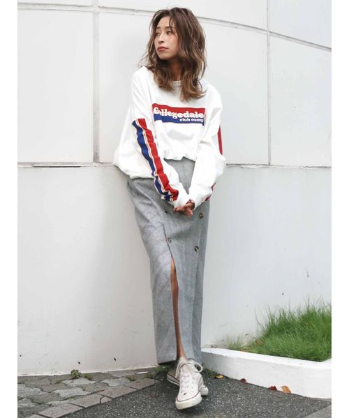 Ungrid(アングリッド)の「CollegedaleロゴロングスリーブTee(Tシャツ/カットソー・レディース・ネイビー/ブラウン/オフホワイト・FREE)」の13枚目の写真